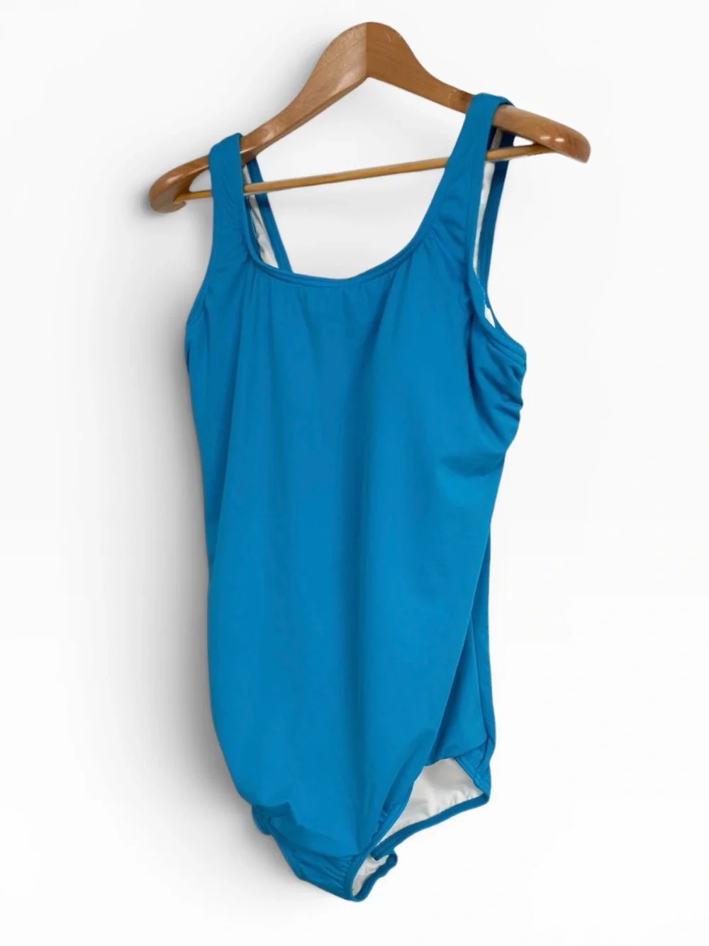 Lands’ End Tugless Mastectomy One Piece Swimsuit Blue Chlorine Resistant 16 NWT